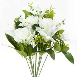 Decostar™ Artificial Rose and Lily Branch 10½ x 15" White