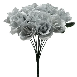 Decostar™ Artificial Rose Bouquet 12" - Silver
