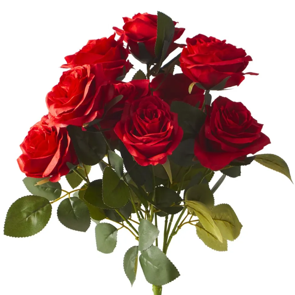 Decostar™ Artificial Rose Bouquet 17½" - 18 Pieces - Red