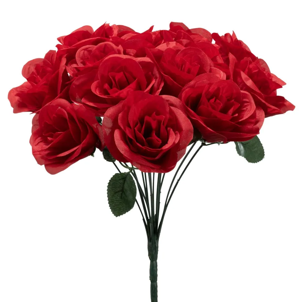 Decostar™ Artificial Rose Bouquet 12" - Burgundy