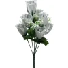 Decostar™ Artificial Rose Bud Bush 12" - Dozen - Silver