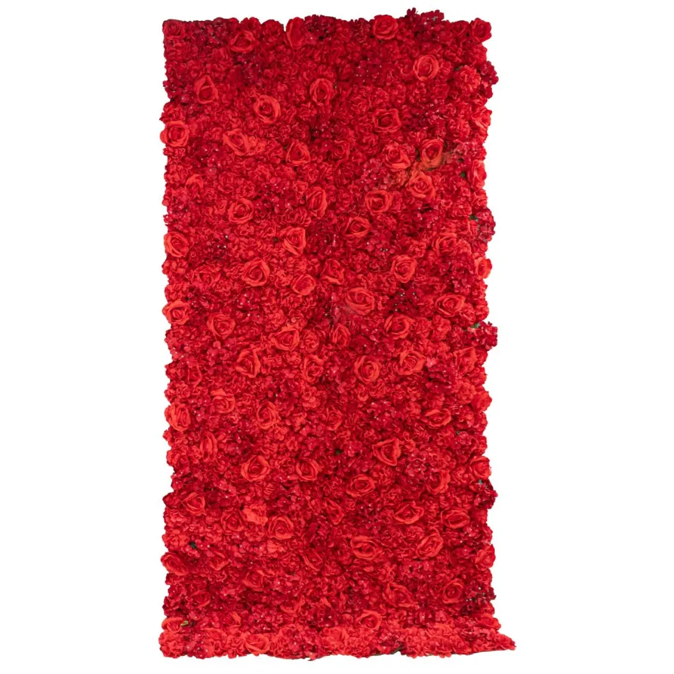 Decostar™ Artificial Rose & Hydrangea Flower Wall - Red