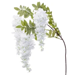 Decostar™ Artificial Wisteria Flower Stem w/ Greenery - 39" - White