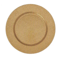 Decostar™ Beaded Plastic Charger Plate 13" - Gold- 24 Pieces