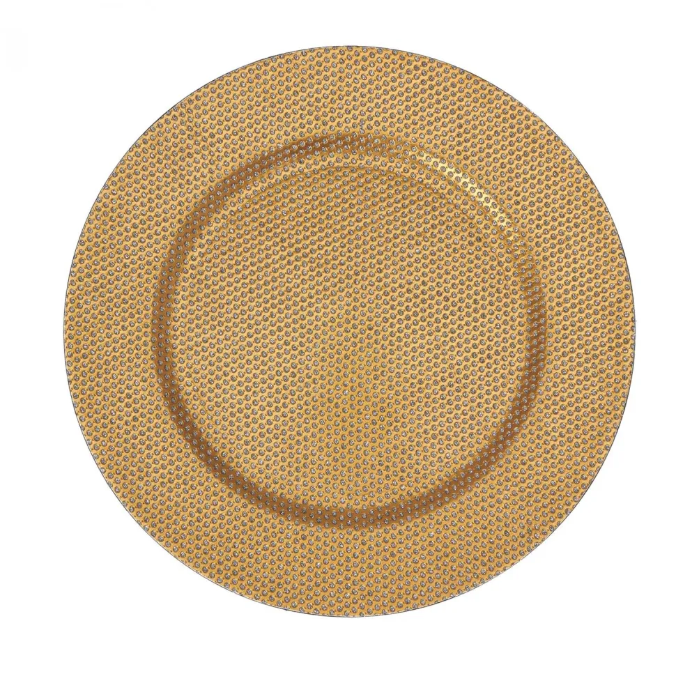 Decostar™ Beaded Plastic Charger Plate 13" - Gold- 24 Pieces