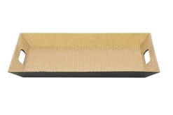 Decostar™ Beaded Rectangle Plastic Plate 13" - Gold - 12 Pieces