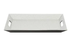 Decostar™ Beaded Rectangle Plastic Plate 13" - Silver - 12 Pieces