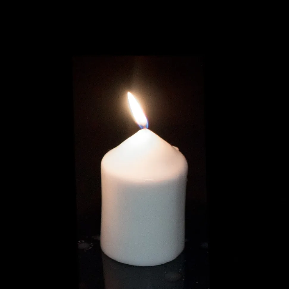 Decostar™ Brite Wick Dome Top Press Unscented Slim Pillar Candle 3" - White