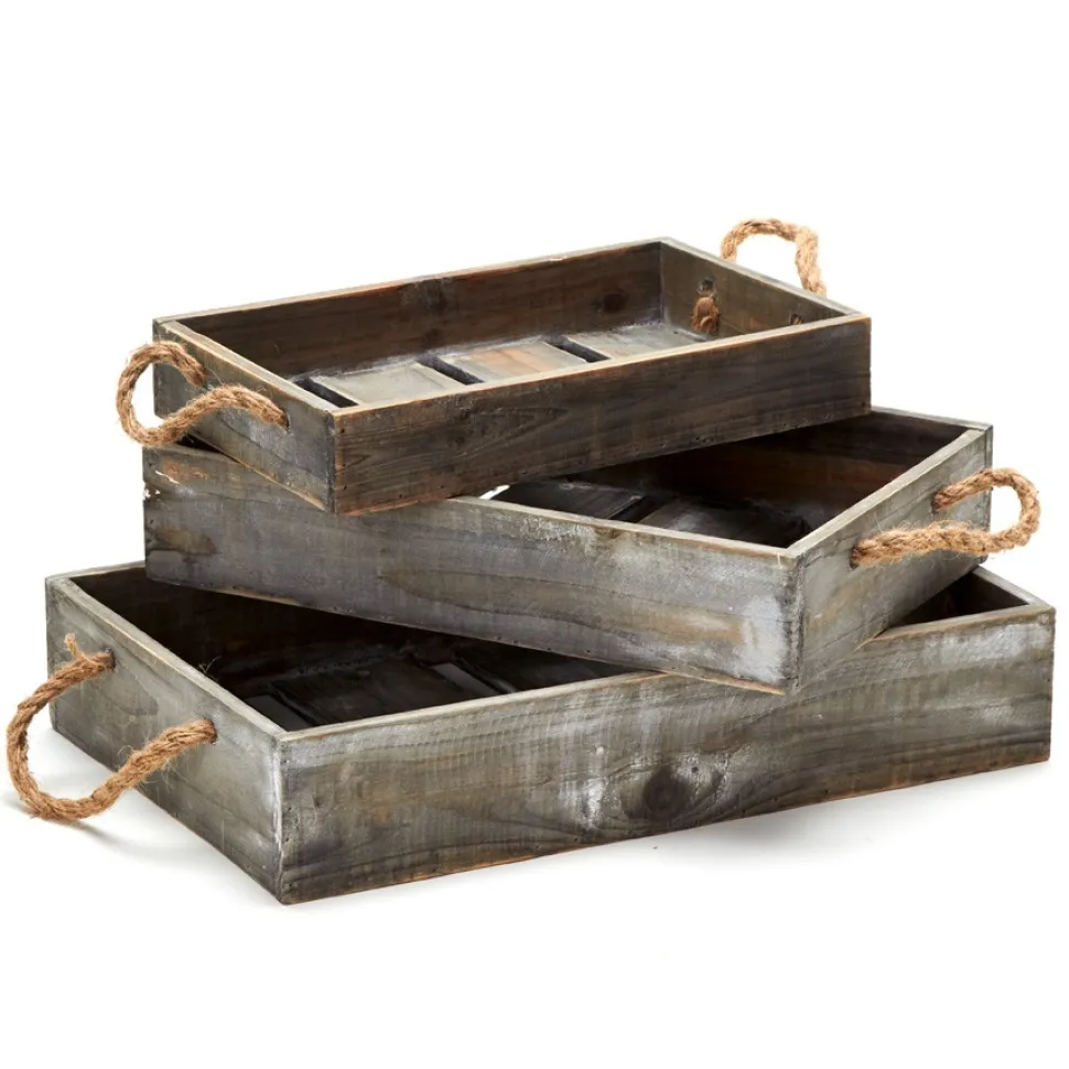 Decostar™ Brown Wooden Trays 3pc Set