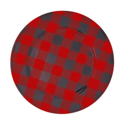 Decostar™ Buffalo Check Plastic Charger Plate 13" - 24 Pieces - Red