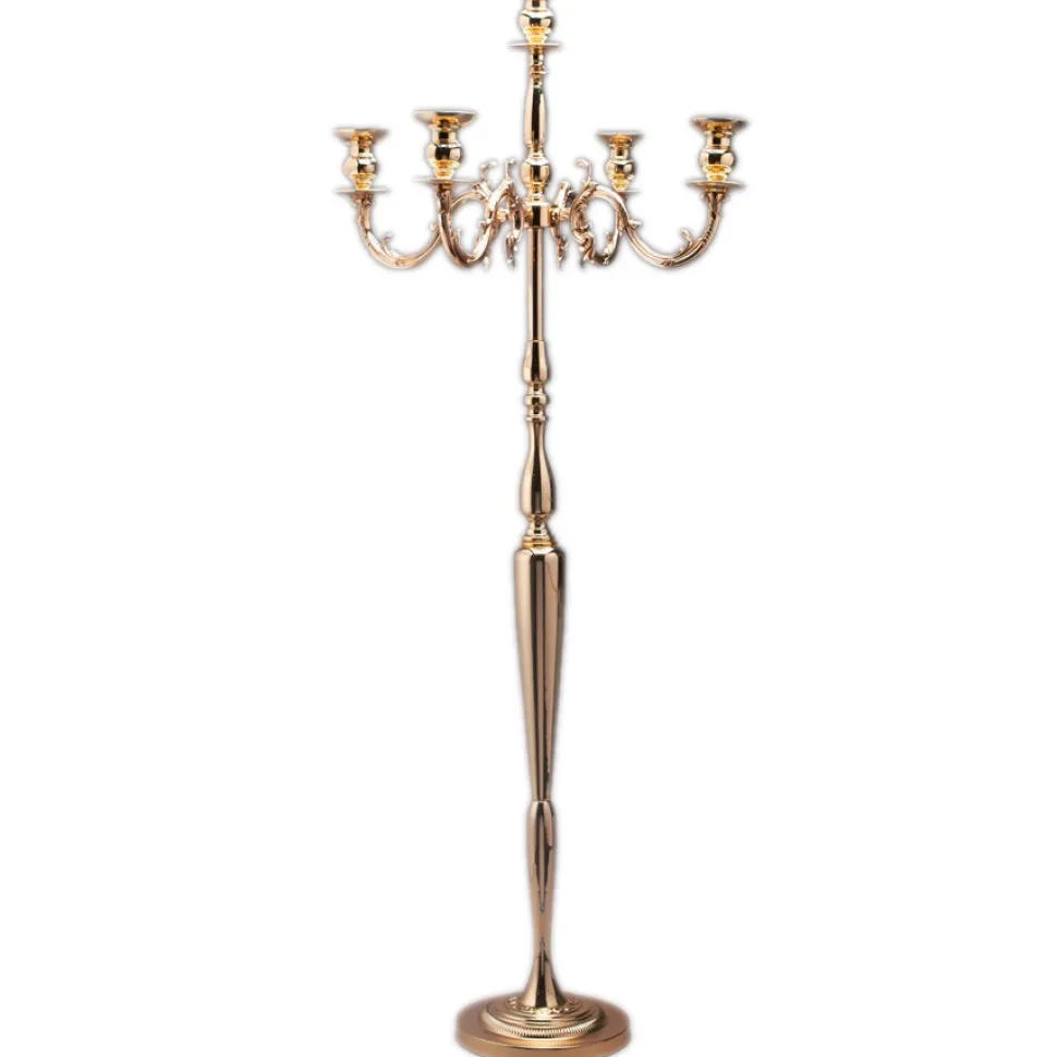 Decostar™ Candelabra 5 Arm Pillar Candle Holder 60½" - Gold