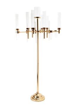 Decostar™ 67¾" Candelabra 9 arm with Cylinder Shades - Gold