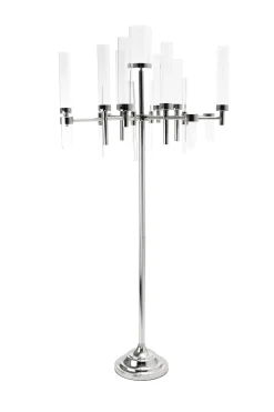 Decostar™ 67¾" Candelabra 9 arm with Cylinder Shades - Silver
