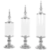 Decostar™ Clear Glass Olive Candy Jar With Lid 3pc/set - Silver