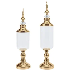 Decostar™ Clear Glass Olive Candy Jar With Lid 2pc/set - Gold