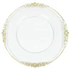 Decostar™ 13½" Clear Gold Embossed Plastic Charger Plate With Vintage Design Rim - 24 Pieces - Gold