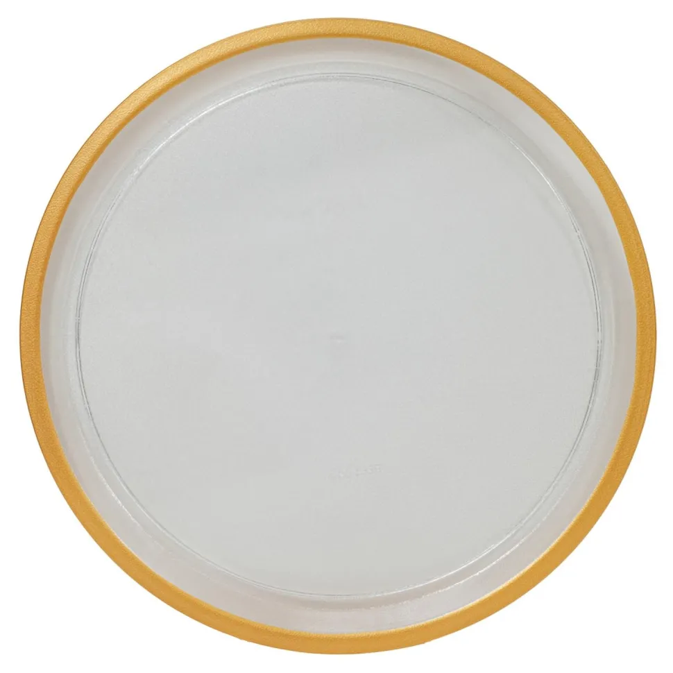 Decostar™ Clear Round Plastic Tray with Gold Rim 14" - Gold