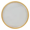 Decostar™ Clear Round Plastic Tray with Gold Rim 12" - Gold