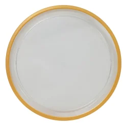 Decostar™ Clear Round Plastic Tray with Gold Rim 12" - Gold