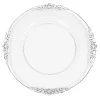 Decostar™ 13½" Clear Silver Embossed Plastic Charger Plate With Vintage Design Rim - 24 Pieces - Silver