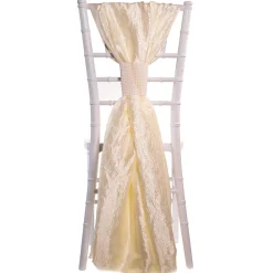 DecoStar™ Crushed Taffeta Single Piece Simple Back Chair Accent - Creme