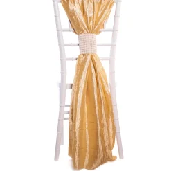 DecoStar™ Crushed Taffeta Single Piece Simple Back Chair Accent - Light Gold