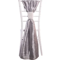 DecoStar™ Crushed Taffeta Single Piece Simple Back Chair Accent - Silver