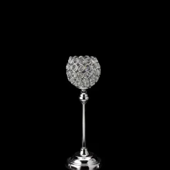 Decostar™ Crystal Ball Candle Holder Stand 13" - Silver