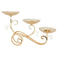 Decostar™ Crystal Bead Tabletop Low Candelabra - Gold