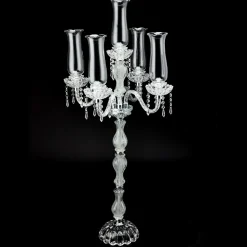 Decostar™ Crystal Candelabra 5 arm Glass Hurricane globes 44½"