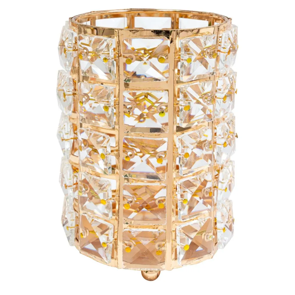Decostar™ Crystal Gem Pillar Votive Candle Holder 5½" - Gold