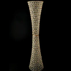 Decostar™ Crystal Hurricane Vase For Flowers 35 ½" - Gold