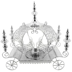 Decostar™ Crystal Pumpkin Carriage Candle Holder 23½" - Silver