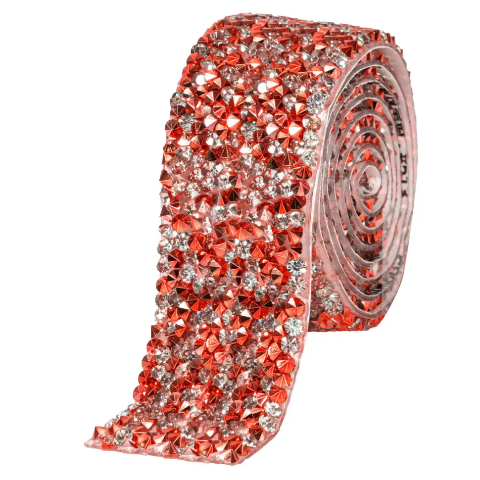Decostar™ Crystal Rhinestone Adhesive Strips 1.2" - Red