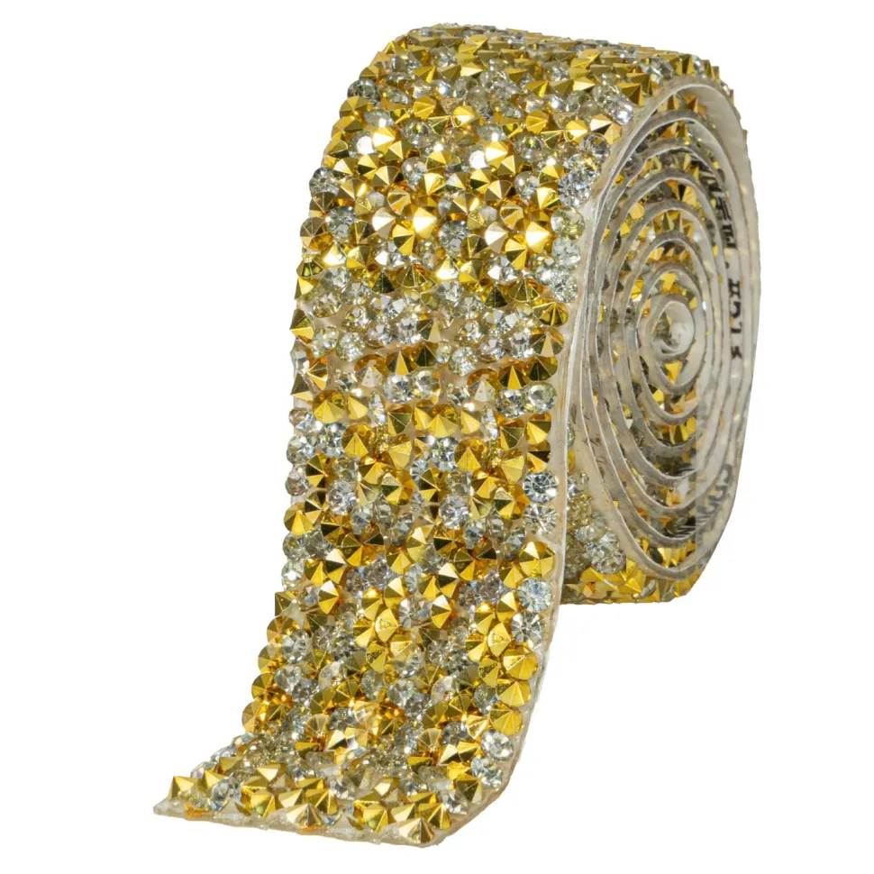 Decostar™ Crystal Rhinestone Adhesive Strips 1.2" - Gold