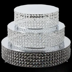 Decostar™ Crystal Round Cake Stand 3 Piece Set - Silver
