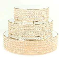 Decostar™ Crystal Round Cake Stand 3 Piece Set - Gold