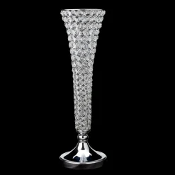 Decostar™ Crystal Trumpet Vase For Flowers 23" - Silver