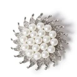 DecoStar™ Diamond and Pearl Pinwheel Brooch