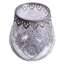 DecoStar™ Diamond Design Mirrored Glass w/ Antiqued Black Metal Trim Candle Holder - 5.5" - 6 PACK