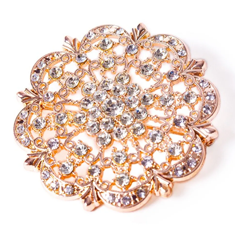 DecoStar™ Diamond Encrusted Antique Brooch - Rose Gold