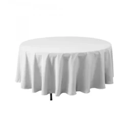 Decostar™ Economy Round Polyester Table Cover 132" - White