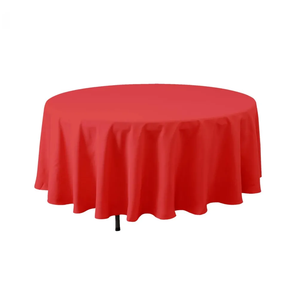 Decostar™ Economy Round Polyester Table Cover 120" - Red