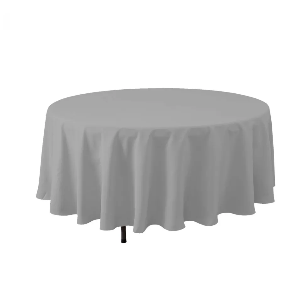Decostar™ Economy Round Polyester Table Cover 108" - Silver