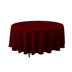 Decostar™ Economy Round Polyester Table Cover 132" - Burgundy