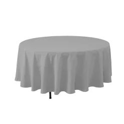 Decostar™ Economy Round Polyester Table Cover 132" - Silver