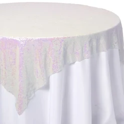 Decostar™ Economy Sequin Overlay 72" x 72" - White Iridescent