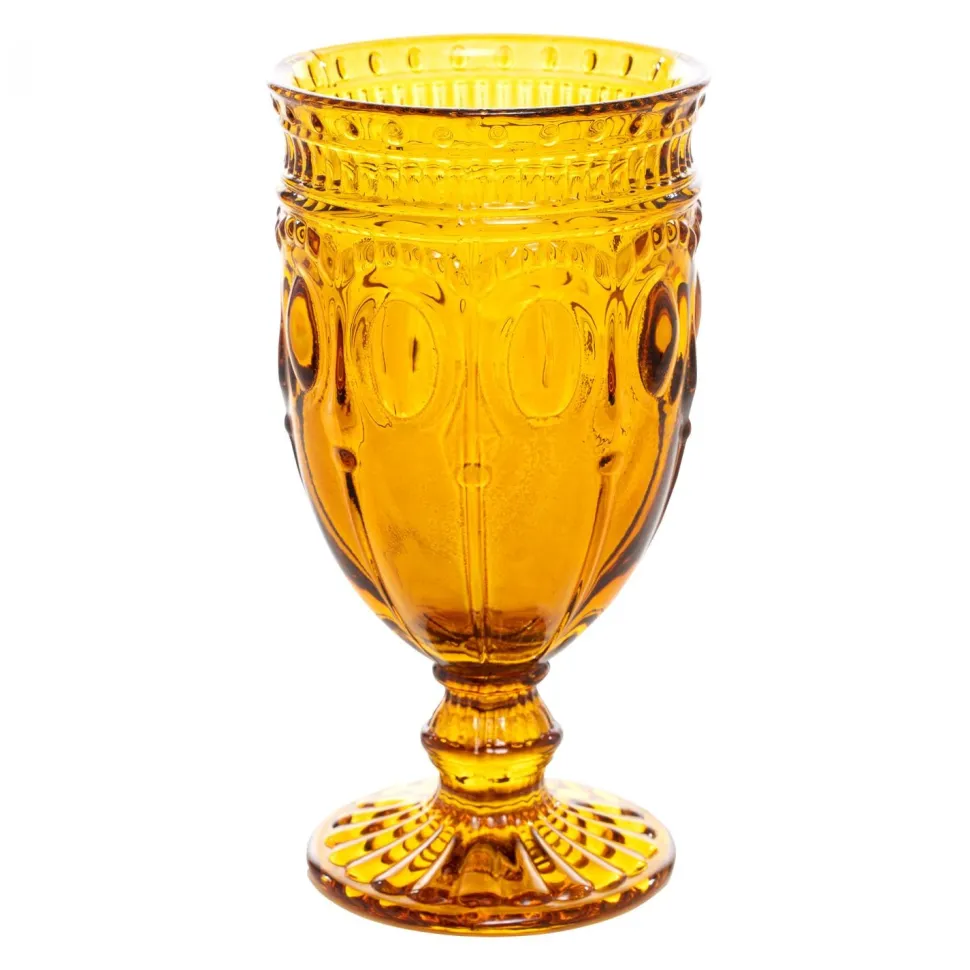Decostar™ Embossed Glass Goblet 6½" 10oz 6pc/box - Amber