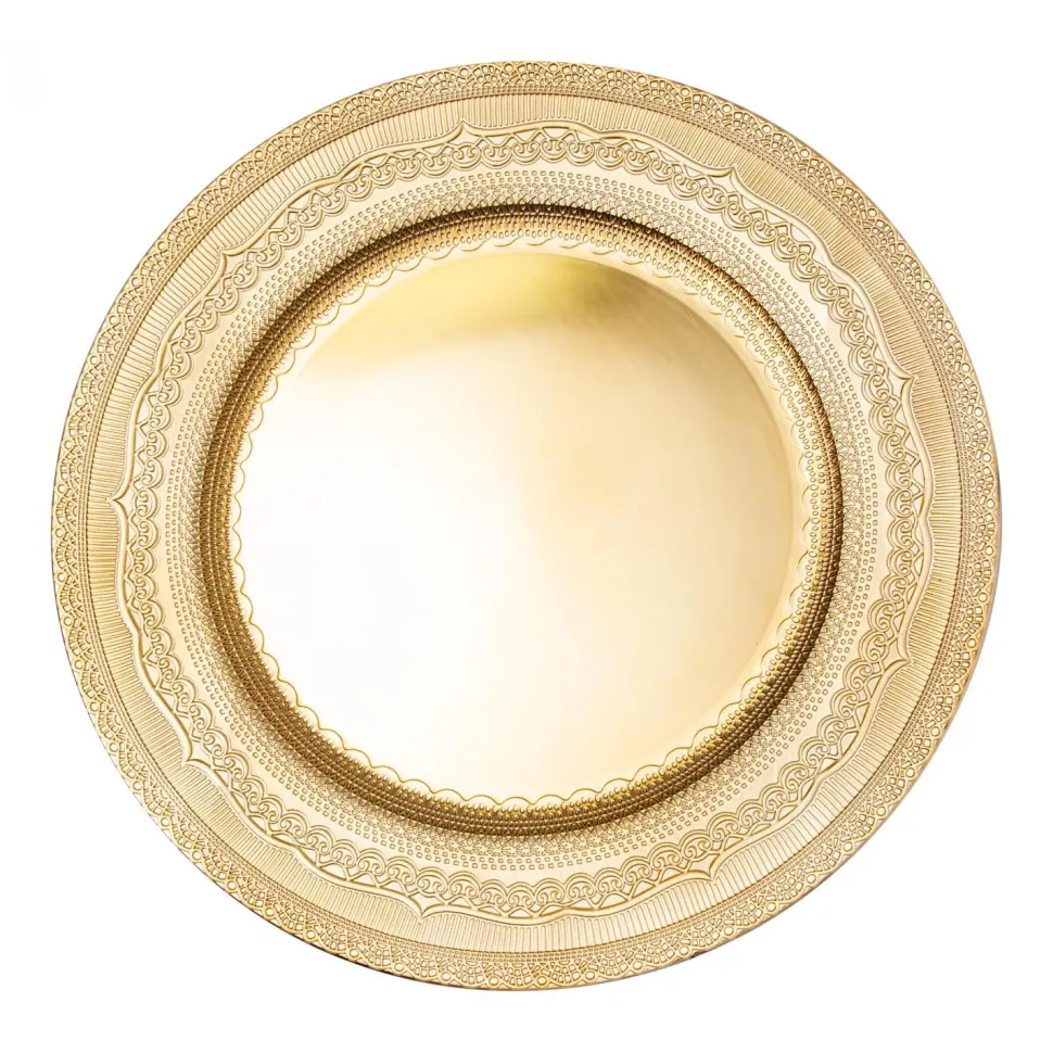 Decostar™ Eyelet Plastic Charger Plate 13" - 24 Pieces - Gold