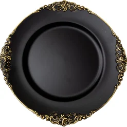 Decostar™ Filigree Edge Plastic Charger Plate 13" - 24 Pieces - Black